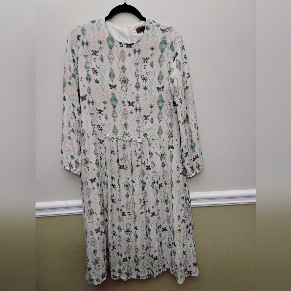 Marny Floral Patterned Long Sleeve Dress Size 4